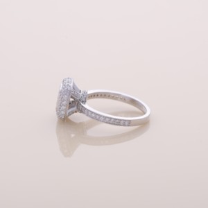 IGI Certified Round Halo Pave Diamond Engagement-Wedding Ring in 9K White / Rose & Yellow Gold - Product Image 2