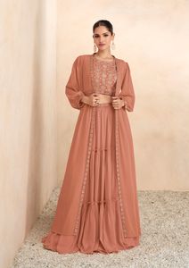 นักออกแบบล่าสุดงานด้ายไหมเทียม Georgette Lahenga Choli โดย Fab Zone - Product Image 3