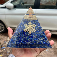 Pyramide d'Orgone en Lapis Lazuli Sculptée à la Main, Symbole de Metatron Naturel, Guérison Énergétique, Feng Shui, Écologique, Faite à la Main, Porte-Bonheur