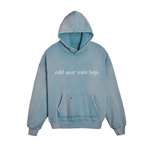 เสื้อฮู้ดดี้ผู้ชายคุณภาพสูง สไตล์วินเทจ สีพื้นแบบซันเฟด ผ้าฝ้ายฟลีซ 100% ระบายอากาศได้ดี ทรงหลวม สั่งทำได้ - Product Image 5