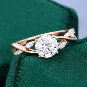 NOVAMART Fine Hallmark Yellow Gold Engagement <b>Ring</b> Eternal Embrace <b>Split</b> Shank with Diamond Rhodium Plated Fine Jewelry Inlaid S - Product Image 1