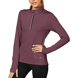 Yoga Running Tops Quarter Zip Pullover Camisetas de ejercicio con agujeros para los pulgares Transpirable Secado rápido Ecológico Poliéster/Algodón - Product Image 3
