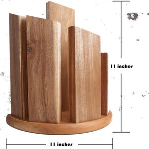 Bloque de cuchillos magnético de madera 360 Soporte universal de tablero de doble cara con soporte de tira de cuchillo de imán fuerte - Product Image 5