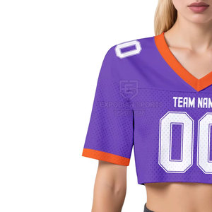 Top Corto Deportivo de Fútbol Americano para Mujer, Manga Corta, Superventas, Alta Calidad, Transpirable, 100% Poliéster, Ropa Deportiva para Todas las Temporadas - Product Image 5