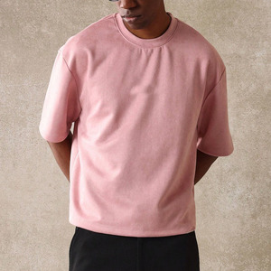 Camiseta de lujo de tela de gamuza para hombre, talla grande, tacto suave, premium, personalizable, marca propia, OEM, etiqueta privada, ropa urbana, camisetas para hombre - Product Image 1