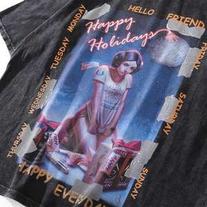 เสื้อยืดผ้าฝ้าย100% สำหรับผู้ชาย,เสื้อยืดทรงหลวมวินเทจขนาดใหญ่พิเศษสไตล์วินเทจ - Product Image 2