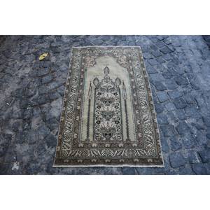 Tapis Vintage Turc Beige et Marron Fait à la Main 2.6 X 4.6ft Classique Rectangle Grande Surface pour Salon ou Chambre à Coucher pour Adolescents - Product Image 1