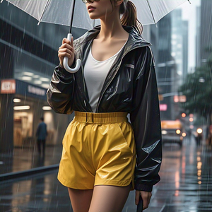 Pantalones cortos cortavientos transpirables de cintura alta elástica de verano para mujer, ropa de calle para mujer, poliéster Spandex - Product Image 1