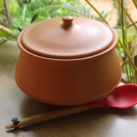 Pot à Biryani Classique en Terre Cuite Écologique, Ustensile de Cuisson en Céramique de 4 Litres Grande Capacité pour Usage Domestique et Professionnel, Pré-assaisonné, Compatible Gaz