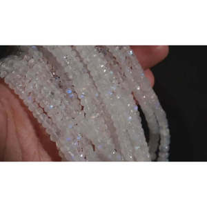Perles Rondelles Facettées en Pierre de Lune Arc-en-ciel 4,5-5 mm, Pierre Naturelle Blanche Taillée Brillant pour la Fabrication de Bijoux - Product Image 2