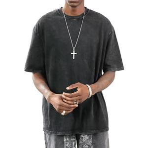 T-shirt vintage surdimensionné pour hommes personnalisé 300GSM coton Streetwear lavage à l'acide DTG imprimé T-shirt lourd vente en gros - Product Image 1