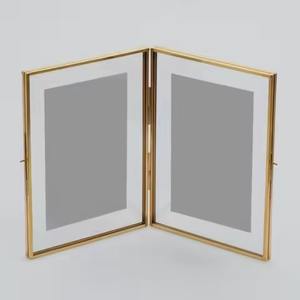 Vintage Double Glass Photo <b>Frame</b> New Shape Flower Design <b>Brass</b> for Hanging and Table Decor with Chain Included - Product Image 5