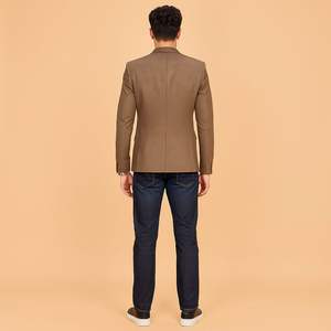 Modern style La Scoot <b>Men</b> <b>Khaki</b> Wool Coat Regular Fit Notch Collar Formal Office Wear Available at Best Price - Product Image 2