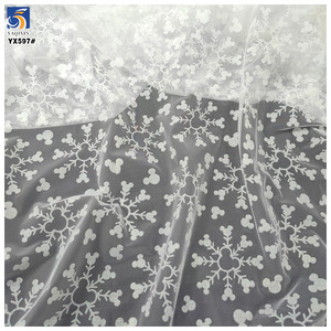 YX597 Black Friday Christmas Tulle Fabric Mic-key and White Snowflake Glitter Fabric Tulle for Kids <strong>Dress</strong> - Product Image 6