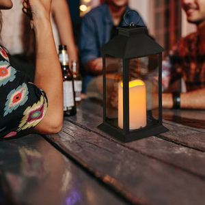 LED Lantern <b>Lamp</b> Black for Home Garden <b>Battery</b> Lighting Balcony Terrace - Product Image 6