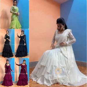 Designer traditionnel lourd fausse georgette à volants Lehenga élégant moderne vêtements de mariée détails complexes pour les fêtes - Product Image 1