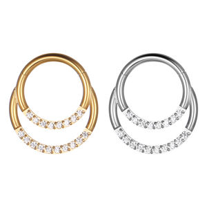 Paslanmaz çelik kabak şekli CZ burun yüzük çift taş ayarı Piercing takı Hoop & damızlık seçenekleri - Product Image 1