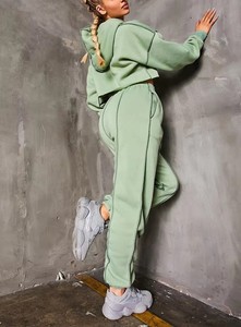 2025 mode décontracté femmes haut court à capuche ensemble femmes 2 pièces Joggers pantalon ensemble Streetwear - Product Image 4
