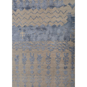 Alfombra Kavi Rosa y Morada, Tejida a Mano con Lana y Seda de Bambú, Diseño Geométrico 3D Rectangular para el Hogar, Modelo ESRM-663(Fr) - Product Image 3