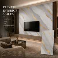 Panneau mural en PVC effet marbre blanc doré de luxe MORLENX, plaque décorative haute brillance