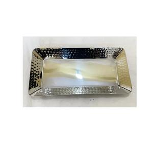 Bandeja de servicio de comida de diseño elegante, bandeja de servicio de acero inoxidable y mango de latón, forma cuadrada, de alta calidad con pulido hecho a mano - Product Image 6