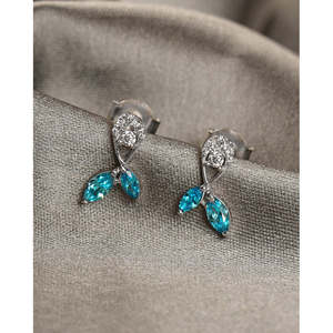 NOVAMART Fine Premium 925 Sterling Silver Drop <b>Earrings</b> for Women & Girls Gold Plated with Diamond Pearl <b>Opal</b> Flower Water Shape - Product Image 2