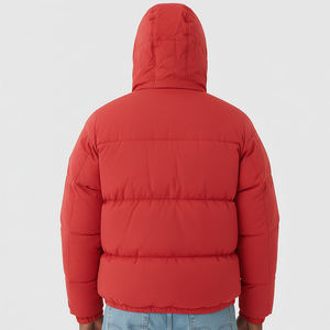 Veste matelassée pour homme en tissu léger de couleur rouge unie, doublure en polyester, rembourrage en coton, vêtements d'hiver matelassés, vente en gros - Product Image 3