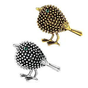 Grosir Pin bros burung Sparrow Retro untuk anak perempuan mode wanita Pin kerah hewan lucu untuk Gaun setelan aksesori pakaian