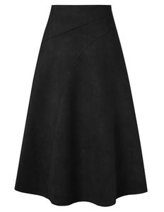 Jupe plissée élégante mi-longue en suède élasthanne taille haute amincissante, design fendu tendance, coupe trapèze, pour le bureau, collection printemps - Product Image 1