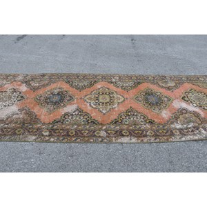 Tapis turc vintage vert orange 4,5x12,9 pieds - Product Image 3