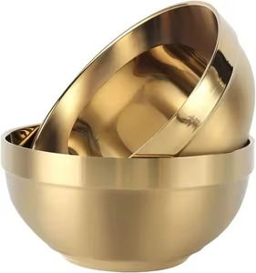 Cuencos de Latón con Acabado Dorado Liso, Cuencos Decorativos para Servir en el Hogar y Decoración de Mesas para Eventos - Product Image 1