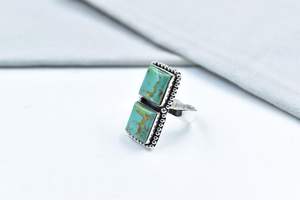 Anillo ajustable de plata de ley turquesa Mojave hecho a mano - Product Image 2