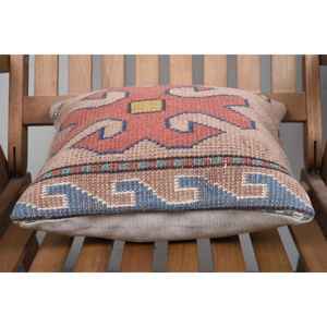 Tapis en laine Kilim 14x14 pouces à motifs vintage Tapis Kilim rustique beige Technique tissée - Product Image 5