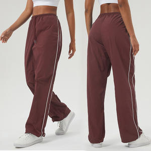 Pantalon Cargo sportif décontracté à cordon de serrage en laine d'automne avec taille élastique Pantalon de survêtement évasé à coupe ample et poche - Product Image 1