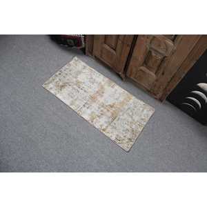 Petit tapis turc 1,4x3 pi (44x90 cm), tapis vintage blanc patchwork - Product Image 4