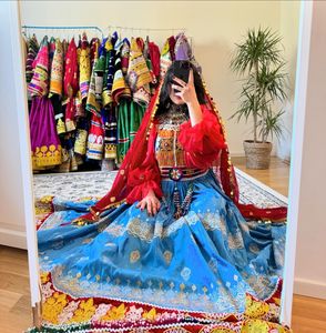 Robe afghane faite à la main de haute qualité pour femmes vêtements en soie traditionnels meilleur matériel pour l'été Style Vintage-0588 - Product Image 6