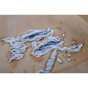 Vêtements de rue Sun Faded Distressed Raw Hem Hoodies Vintage acid stone washing Rough Style Sweat à capuche pour hommes - Product Image 5