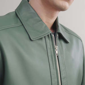 Autumn Collection Genuine <b>Sheepskin</b> <b>Jacket</b> Inferno Green XS Reversible Hooded Zippered Closure Waterproof Patchwork Design - Product Image 3