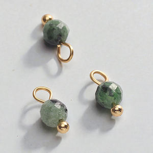 High Quality Faceted Ruby Zoisite Crystal Bead Charms <b>Gold</b> Plated Loop <b>Pendant</b> DIY Necklace Bracelet Jewelry Making Accessories - Product Image 1