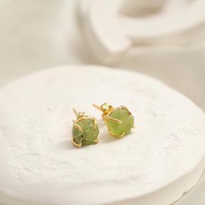 ชุดง่ามประดับหินเพอริดอทสีทองขนาด8-10มม. ทำด้วยมือเครื่องประดับแบบมินิมอลสำหรับผู้หญิงสำหรับงานวันเกิด - Product Image 3