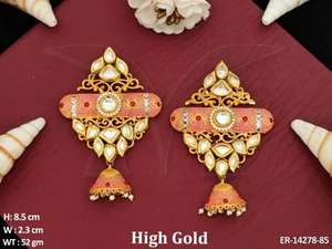 Kundan joyería India alto oro polaco diseñador elegante pendiente estilo Kundan pendiente conjunto - Product Image 3