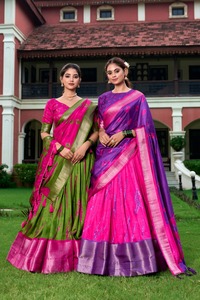Indian Tradicional Mulmul Hand Block Impreso Lino Saree Running Blusa Pieza Nuevo Diseñador de Bollywood Jaipuri Fancy Parties - Product Image 5