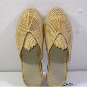 รองเท้าทำด้วยมือโมร็อกโกทำจากใยปาล์มธรรมชาติและฝ่าเท้าหนังแท้ Ziraffia - Product Image 1