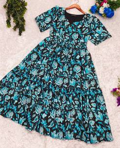 Designer Women's Floral Printed Georgette One-Piece Dress Fancy-Sleeved Silk Wedding Party Gown Salwar Style for Adults Indian - Product Image 2