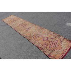 พรมวินเทจขนาด 2.5x12.5 ฟุต, พรมตุรกีแบบ Runner, พรมขอบสีน้ำตาลแดง - Product Image 4