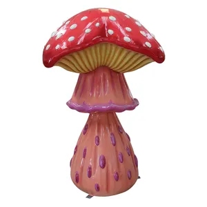 热卖新设计人工果冻蘑菇树脂雕像摆件花园工艺品房子装饰仙女花园魔法