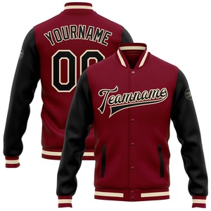 Vente en gros dans l'industrie directe de bombardiers décontractés d'hiver personnalisés bleu marine rouge-blanc veste bicolore Letterman Varsity à snap complet - Product Image 4
