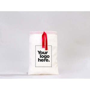 Personalized 8x12 Inches (20x30 Cm) <b>Fabric</b> Pouch <b>Bag</b> with Red Ribbon Screen Printing Embroidery Logo for Craft Wig Packaging - Product Image 1