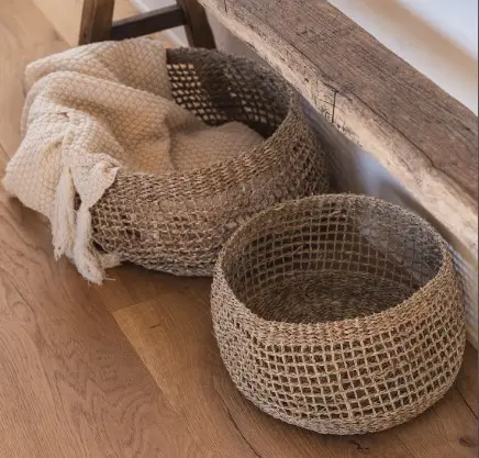 top 2023 Handmade Craft Natural Material Eco Vietnam Round Seagrass Storage Basket