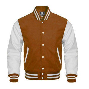 Veste de baseball personnalisable AHINT INDUSTRIES pour homme, style varsity, blanc gris, laine, style letterman, bouton en corne, OEM - Product Image 1
